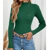 Women's Casual Solid Color Slim Button Knit Sweater Long Sleeved Base Sweater Sweater