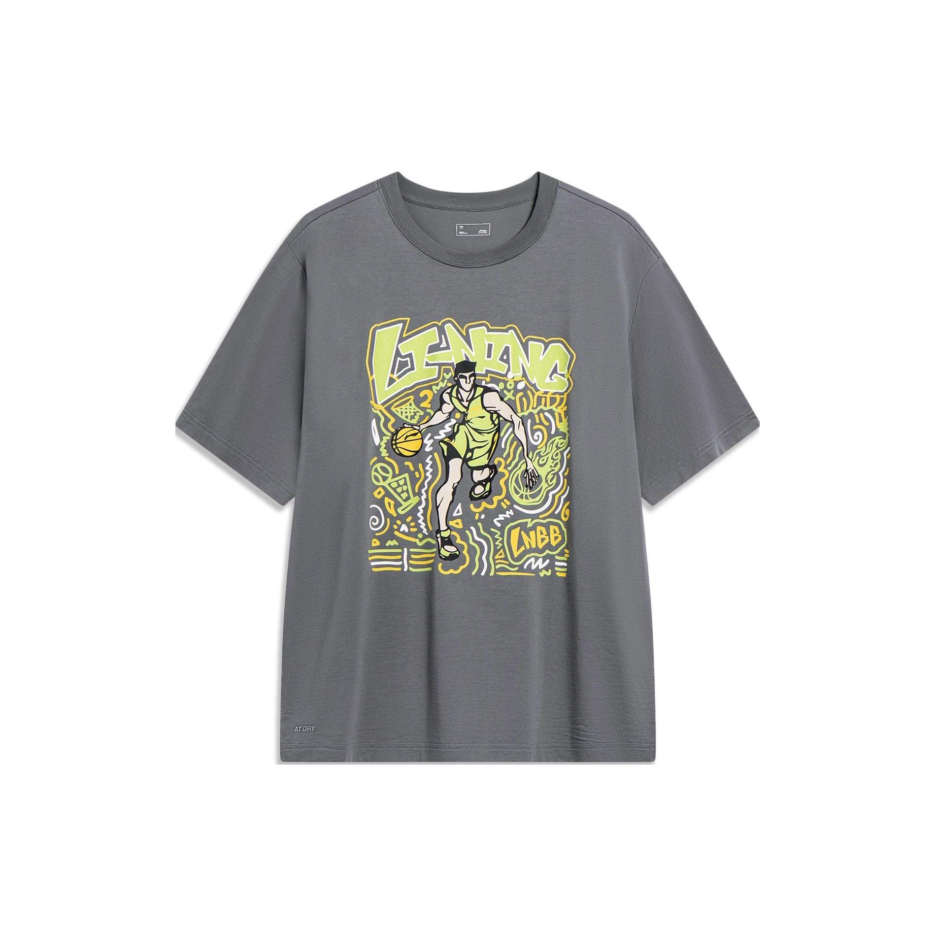 Li-Ning Hoops Comics Graphic T-shirt  Smoke Grey  Men s AHST569-3 M
