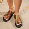 Sommer Neu Dicksohlig Farbkombination Klettverschluss Europäischer und Amerikanischer Berühmter Stil Strand Sandalen Damen Großhandel