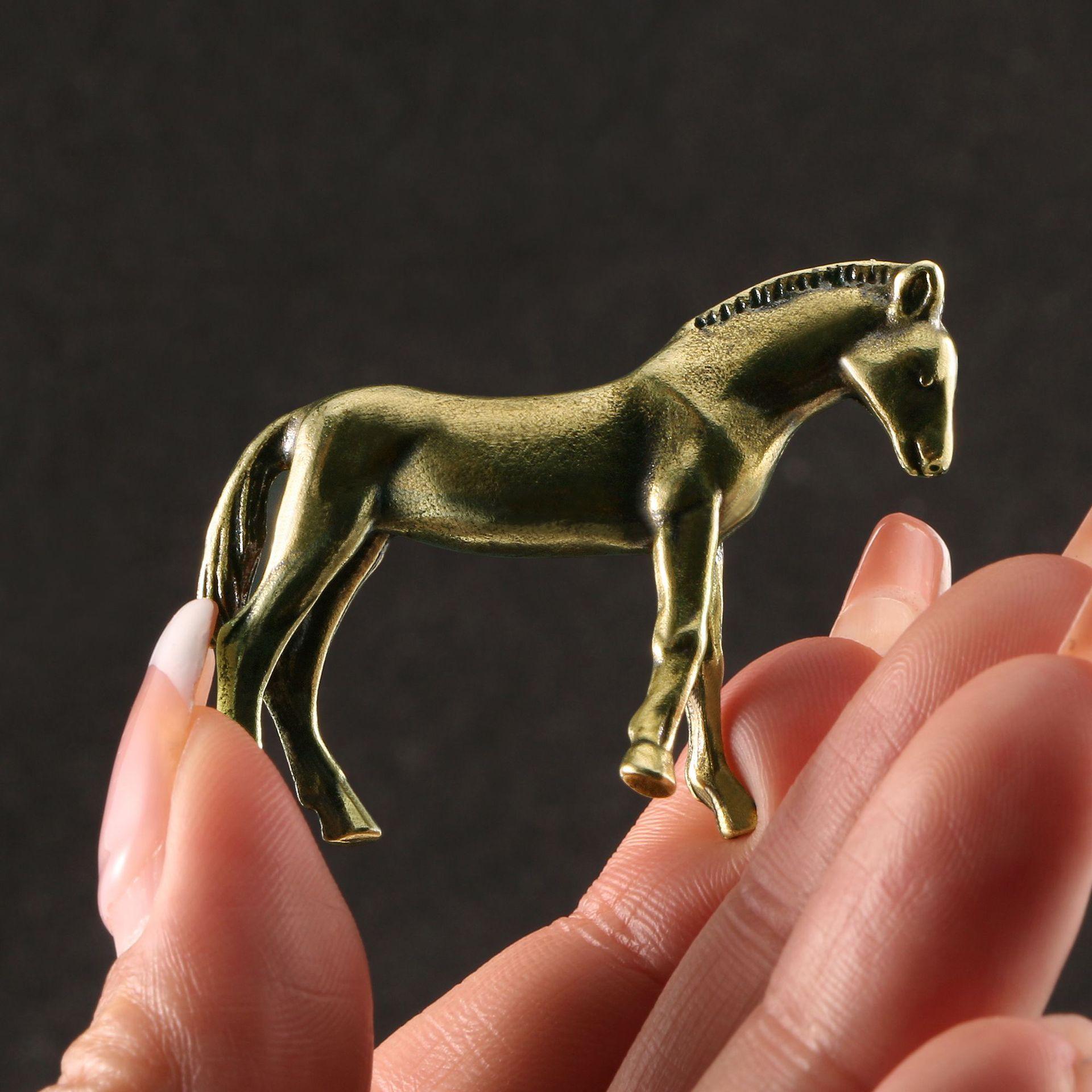 Antique Brass War Horse Desk Decoration Chinese Year 2026 Zodiac Mascot Figurines Living Room Decoration New Year Gift