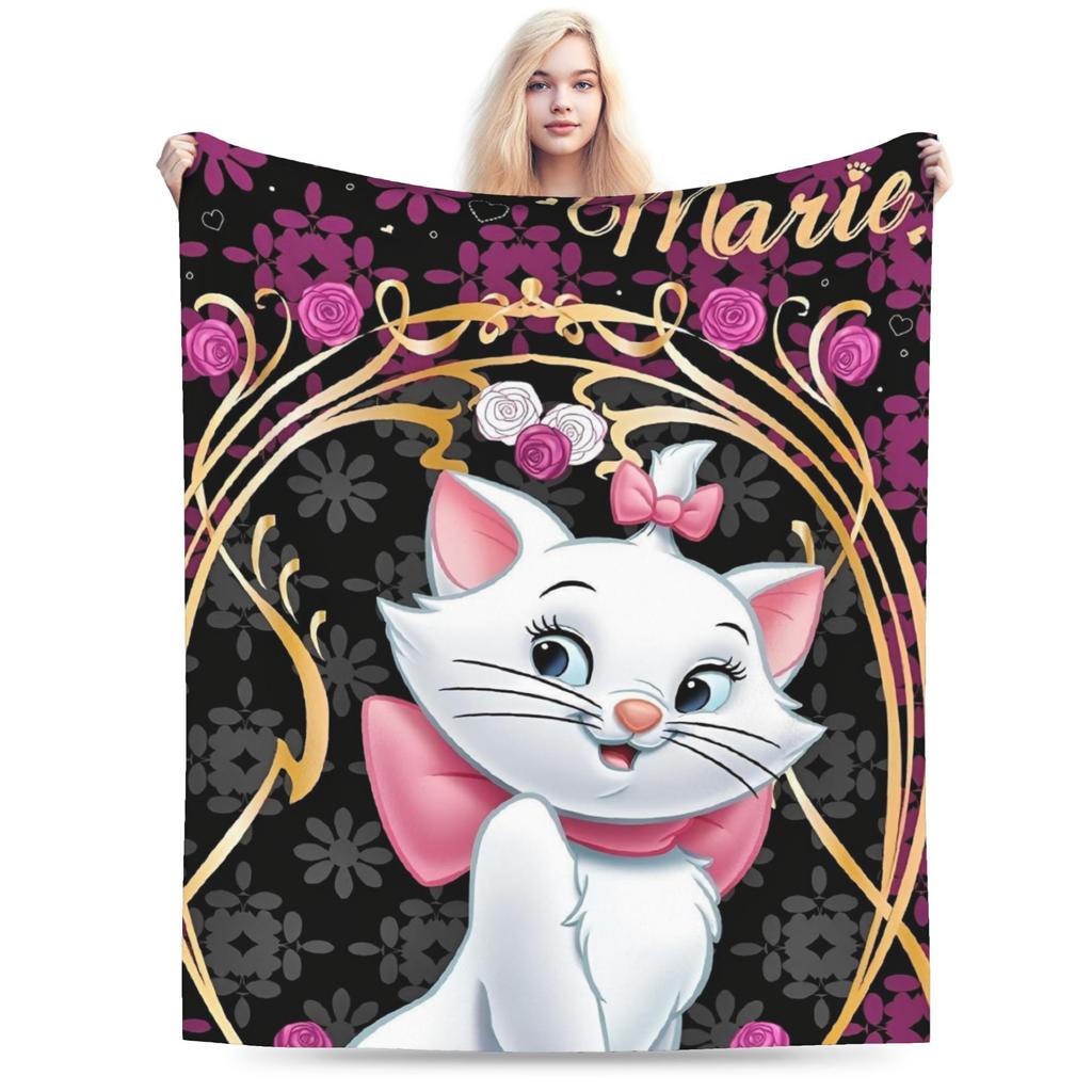Aristogatos Marie Gato Mantas Tejidas Rosa Lana Manta de Tiro Verano Aire Acondicionado Portátil Suave Cálido Colcha