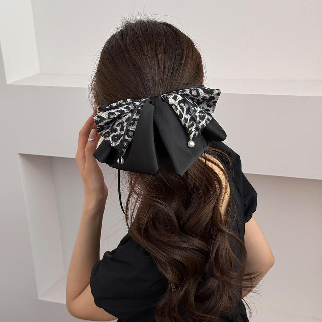 Elegant Retro Satin Bow Hair Clip for Women - Perfect for Low Ponytails and Head Ornaments