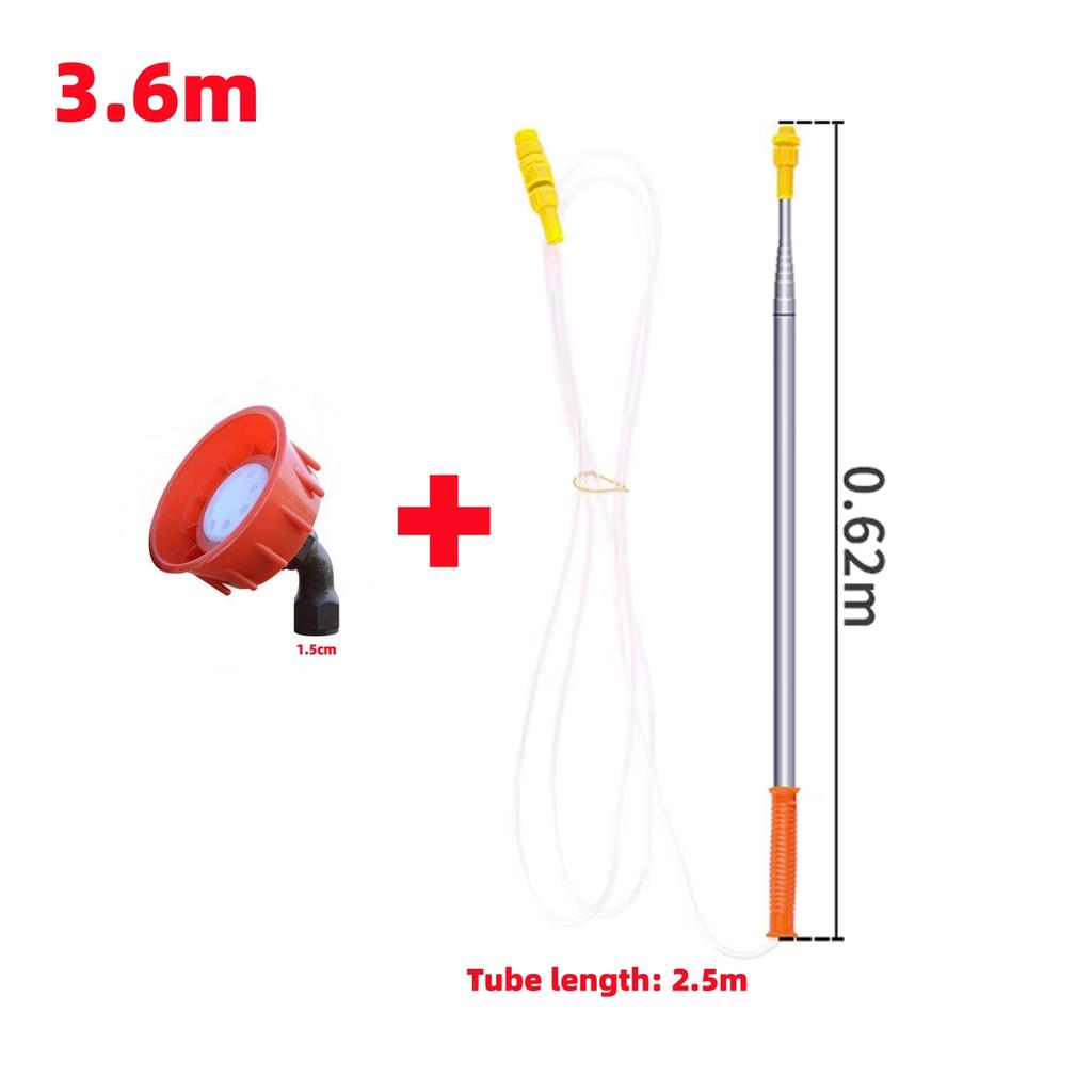 2.6/3.6m Stainless Steel Telescopic Rod High Shoot Spray Head Telescopic Tube Garden Orchard Park Electric Sprayer Fittings 1Pc