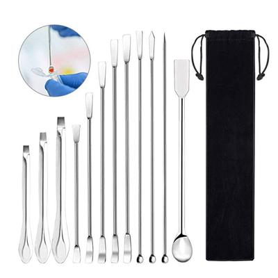 12Pcs Laboratory Spatula 304 Stainless Steel Multifunctional Sampling Scoop Experiment Supplies