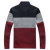 Men's Fall/Winter Long-Sleeve Fleece-Lined Knit Sweater Youthful Color-Blocked Warm Cardigan Jacket