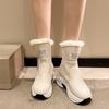 Winter New Round Head Velvet Warm Side Zipper Low Tube Flat Bottom Casual Student Women's Snow Boots