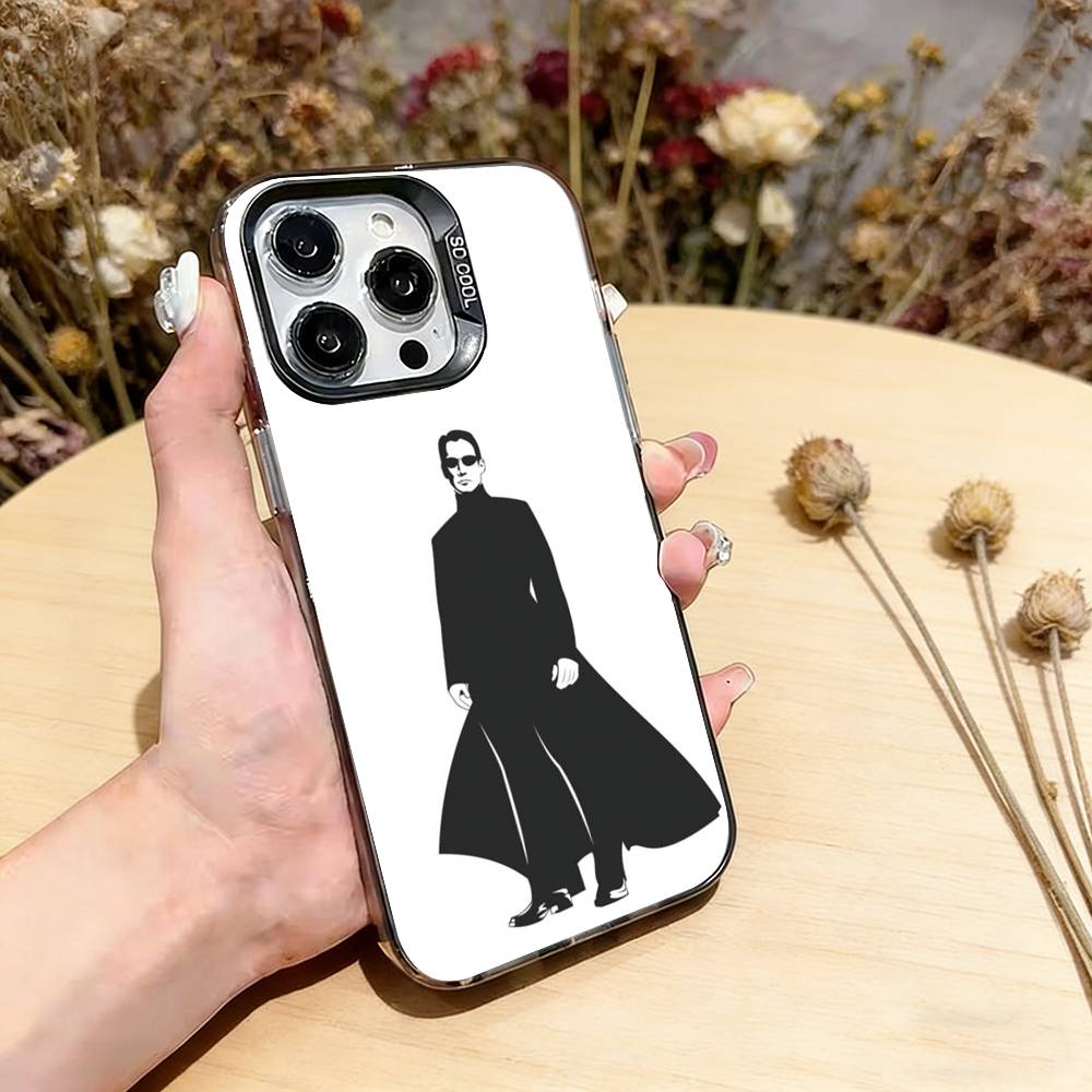 

T-The M-Matrix Phone Case For iPhone 17,16,15,14,13,12,11 Plus,Pro Max,XS,Colored Silver Plated Inside Cover iPhone16Se4