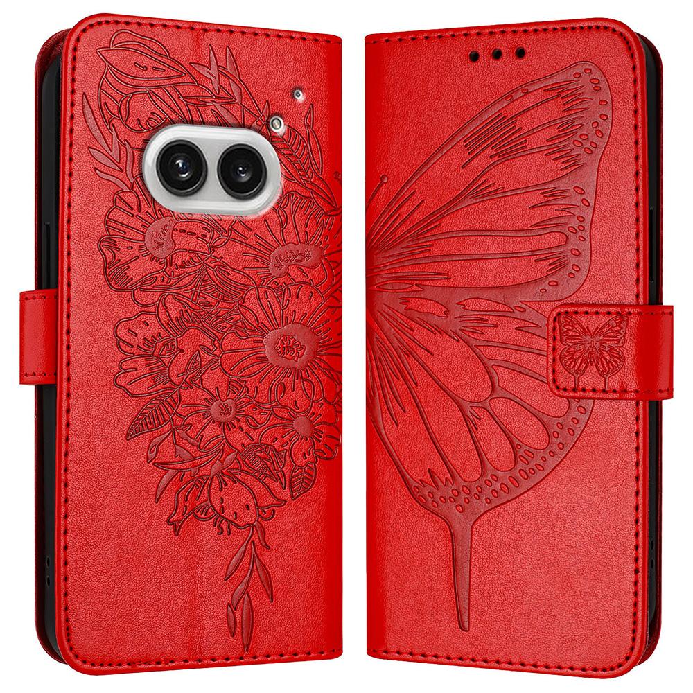 For Nothing Phone (2a) Plus/Phone (2a) Wallet Case with Wrist Strap Butterfly Imprint Leather Phone Cover
