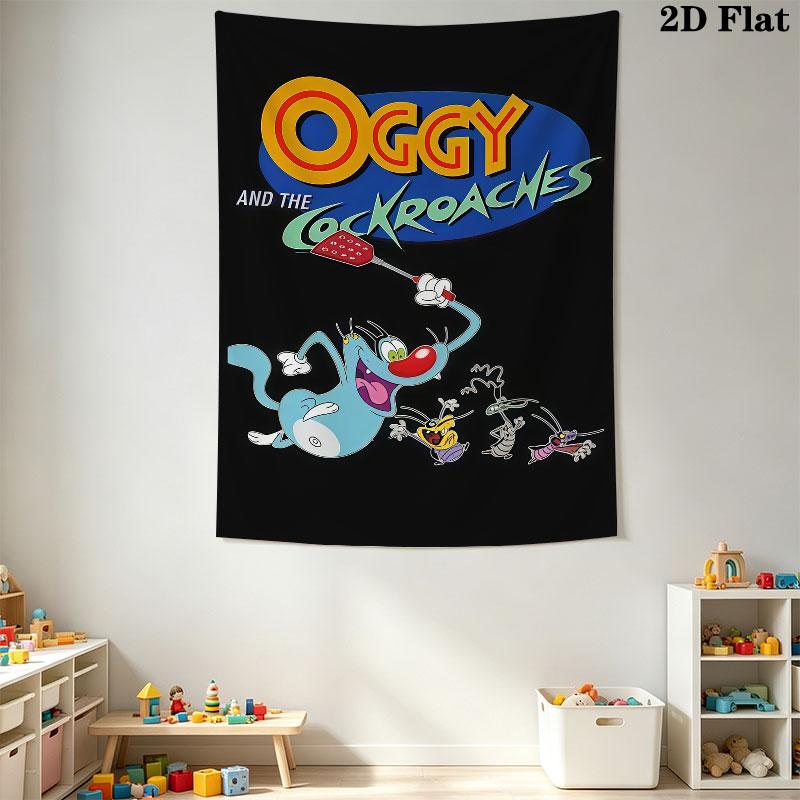 Oggy Wall Tapestry Aesthetic Wall Hanging Printed Fabric Blanket Decorative Tapestries for Bedroom Living Room Home Decor