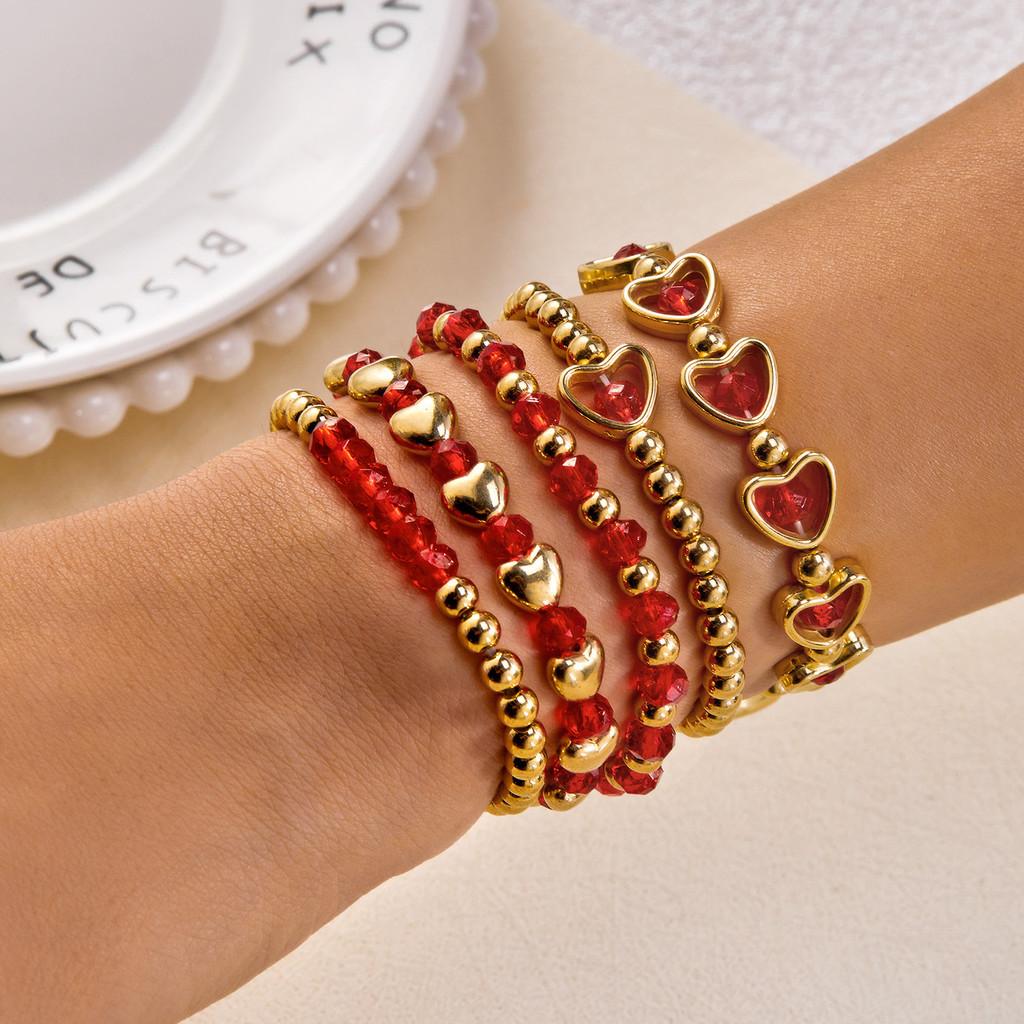 Heart Shaped Crystal Bracelet Collection With Alloy And Electroplating For Daily Fashion