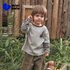 Minibala Boy's Long-Sleeve Fake Two-Piece T-Shirt with Cute Doll