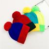 Soft Knitted Hat Color Contrast Stretchy Pullover Hat for Holiday Celebration Family Gathering Photography Pompoms Hat