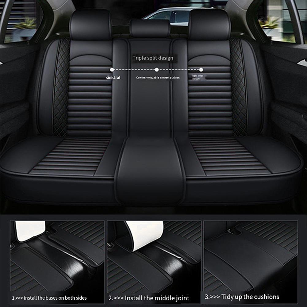 11Pcs 5 Seats Car Seat Covers Leather Full Surrounded Seat Protector Front Rear Seat Cushion Cover Cars Seat Cushion Protector
