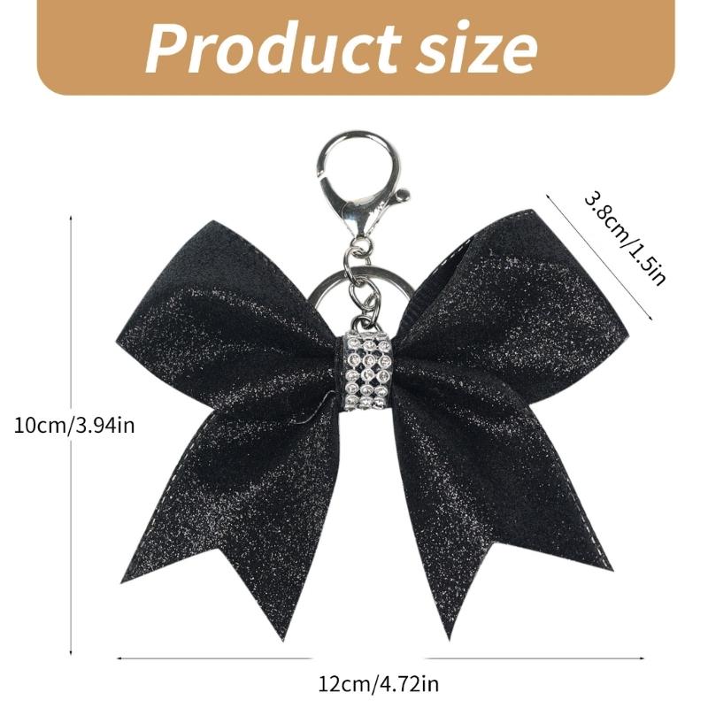 Vielseitiger Cheerleading-Schleifenanhänger Schicker Schlüsselanhänger mit Glitzer und Strasssteinen für Handykette oder Taschendekoration