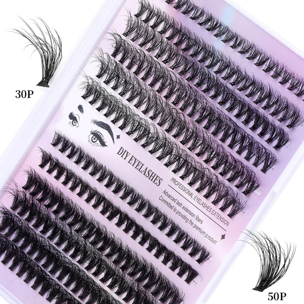 Diy Segmented Fried Hair Single Cluster False Eyelashes 12 Rows Large Capacity Daily Makeup