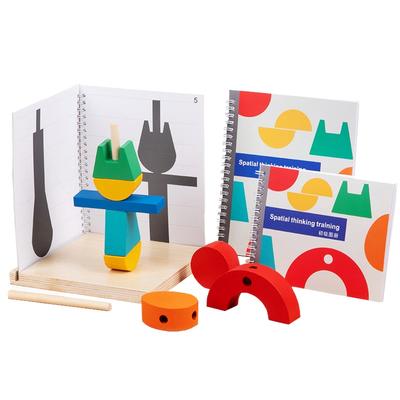 Children Wooden Montessori Toys 3D Blocks Spatial Visualization Geometric Shapes Cognitive Logical Thinking Shadow Matching Toys