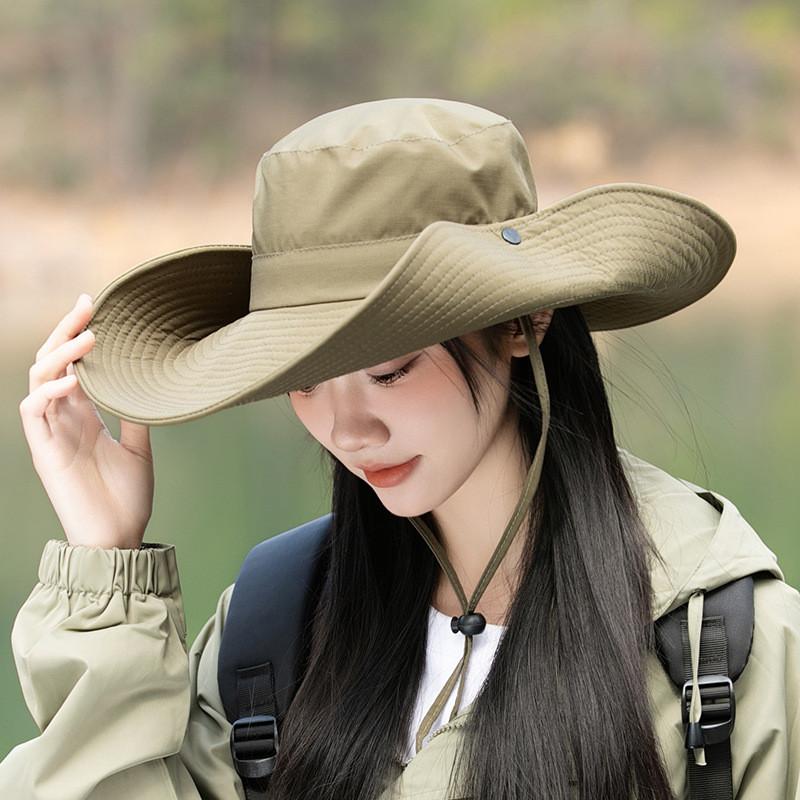 Summer Quick Dry Wide Brim Fisherman Hat With Sun Protection For Outdoor Hiking Camping
