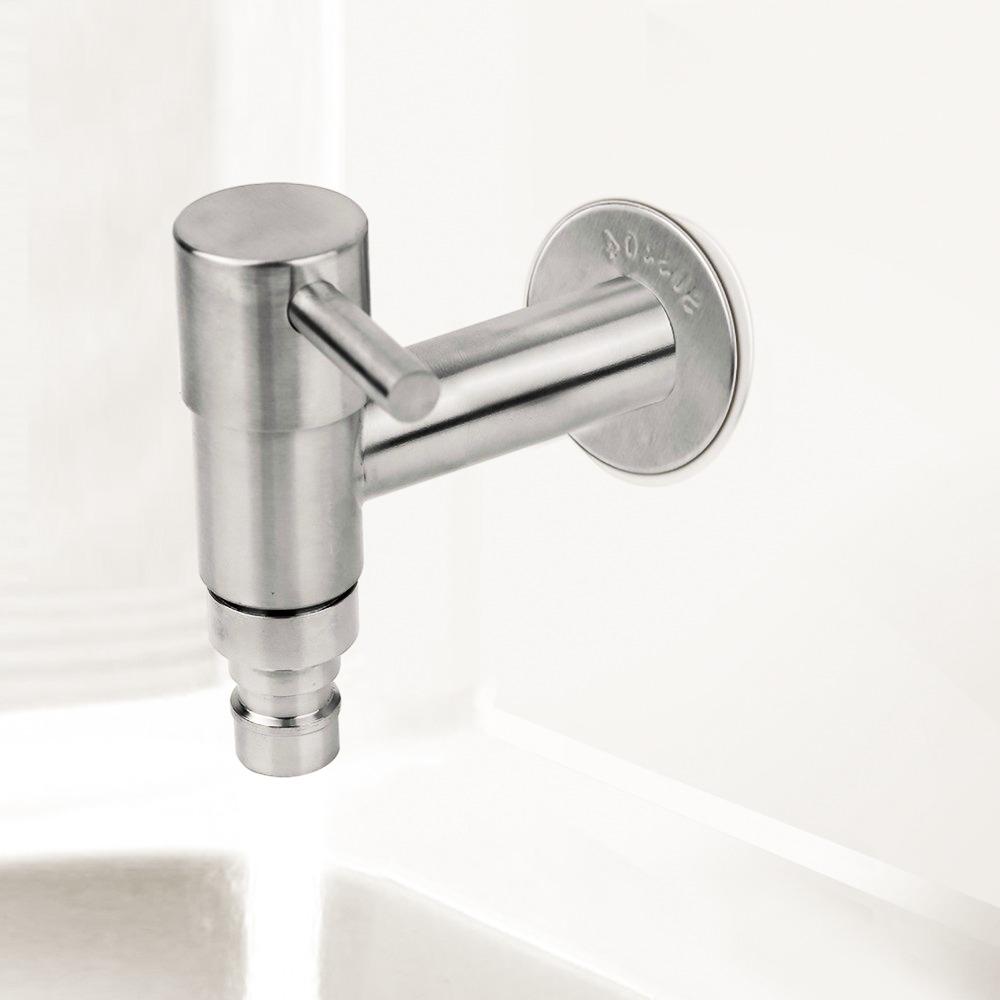 G1/2" Gewinde Wandmontierter Wasserhahn Edelstahl Wischbeckenhahn Kaltwasserhahn Garten Terrasse