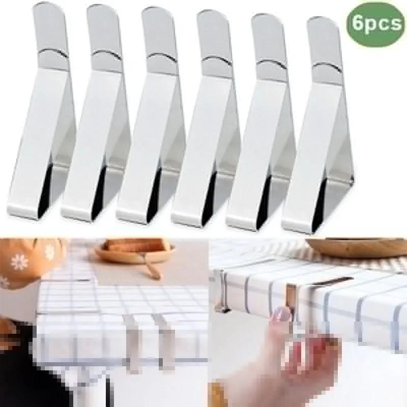 New 6 Pcs/Set Tablecloth Clip Stainless Steel Adjustable Table Cover Holder For Home Wedding Party Picnic Clamp Tools
