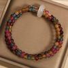 New Chinese Style Multi-Strand Tourmaline Bracelet for Women: Light Luxury, High-End, Versatile, with Exquisite Safety Buckle.