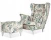 ARI PRINT Wing Chair with Footrest Scandinavian Family Meble Beige