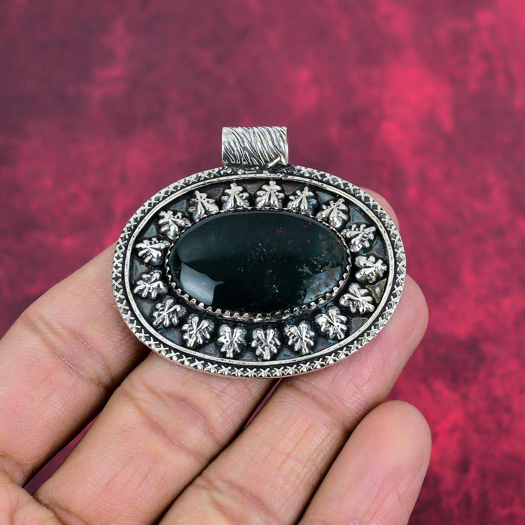 Bloodstone 925 Solid Sterling Silver Pendant Handmade Gemstone Jewelry, Gifts For Wife Brand New Pendant