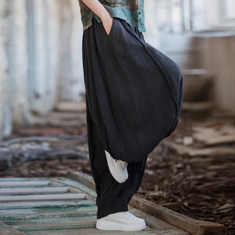 

Женские повседневные брюки пэчворк из хлопка и льна, весна/лето 2025 One Size