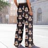 Women Summer Boho Palazzo Pants High Waist Wide Leg Halloween Printing Casual Trousers With Pockets