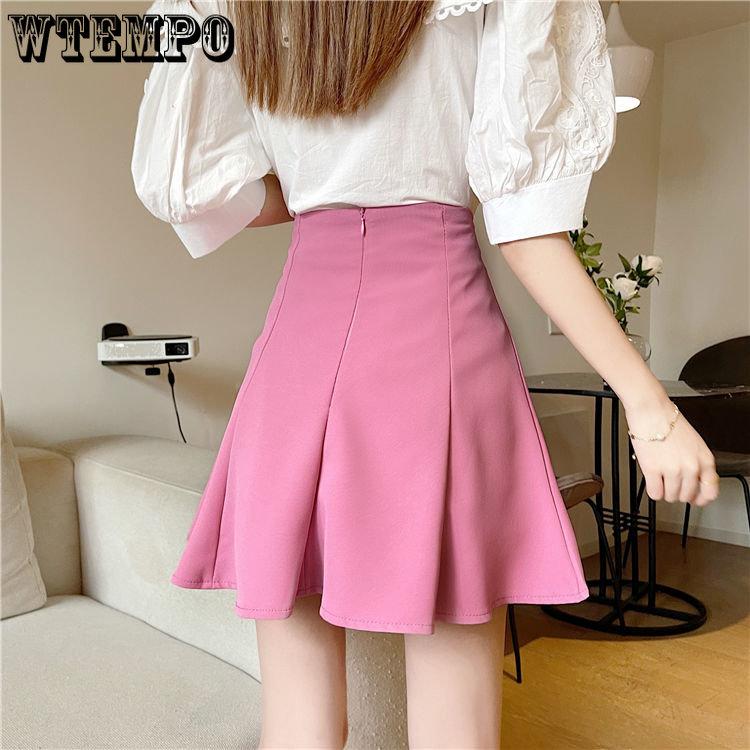 Chic Versatile Slim High-waisted Solid Umbrella Skirt Female Spring and Summer Personality Half-body Skirt Temperament A Line Skirt