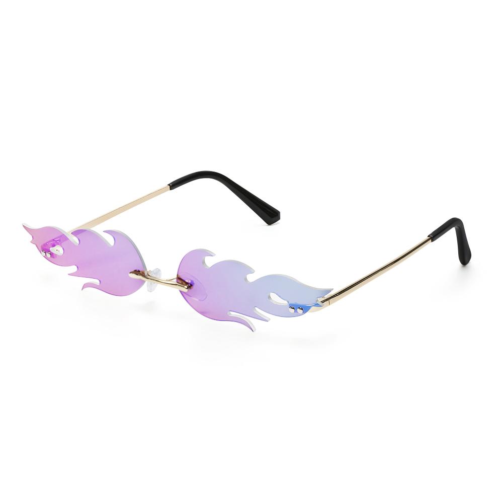 Luxury Frameless Dragon Phoenix Fire Shape Flame Rimless Fashion Sunglasses Narrow Sunglasses UV 400 Streetwear Trending Eyewear