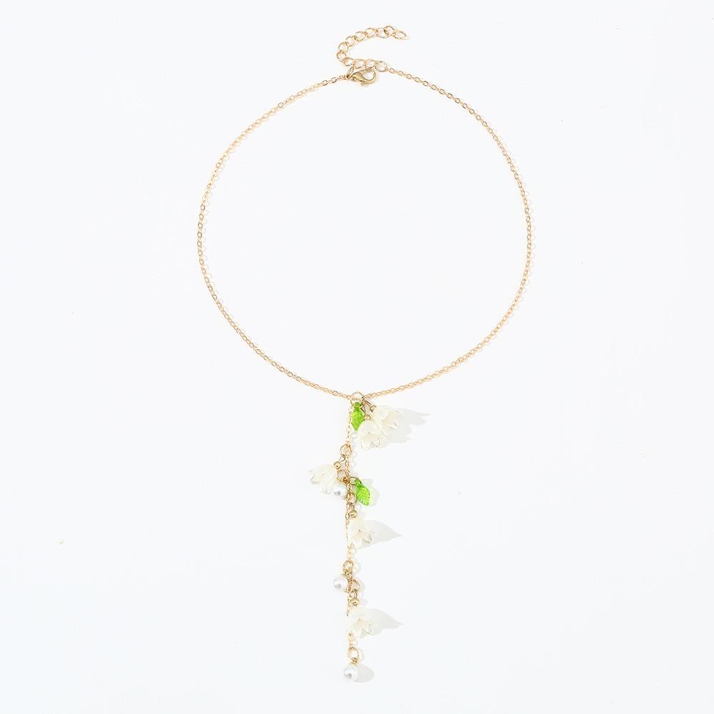 Pearl Flowers Jewelry Set Hand Chain Bellflower Ankle Chain Fashion May Bells Earrings  Women