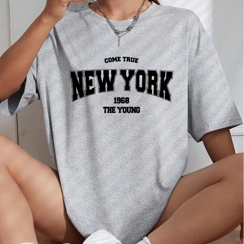 When 1968 The New York Is Young Woman Tshirts Oversize Daily Tshirts Creativity Streettshirt Individual Casual Clothes