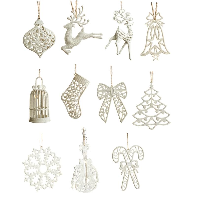 Weiße Kunststoff-Weihnachtsbaumdekorationen Bruchsichere Weihnachtskugeln Hängedekoration für Feiertagsbaumschmuck