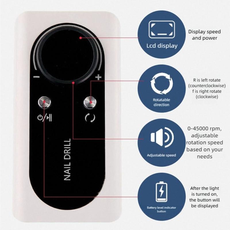 Professional Electric Nail Grinder for Efficient Cuticle Removal and Trimming at Home Salon or Personal Use