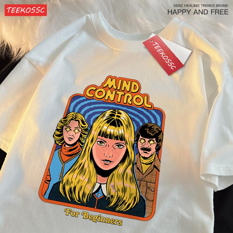 Mind Control For Beginners Printing T-Shirt Oversized Cotton T-Shirt Fashion Loose Tops Casual Sweat Tee Clothes Cotton Couple