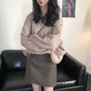 Women's Solid Color Crew Neck Pullover Sweater Loose Lazy Fit Long Sleeve Knit Top Fall Versatile Casual Knitwear