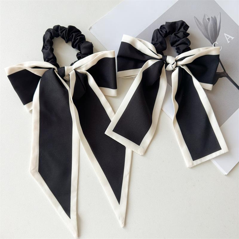 1 Stuks Mode Effen Strik Lint Kwastje Haar Scrunchies Elastische Haarbanden Voor Vrouwen Haarelastiekje Feest Paardenstaart Lint Haaraccessoires