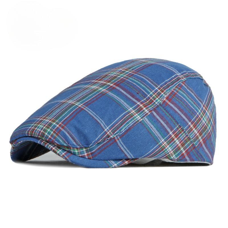 British Retro Plaid Beret for Men Women Spring Summer Breathable Flat Cap Fashion Sunshade Duckbill Cap Newsboy Hat