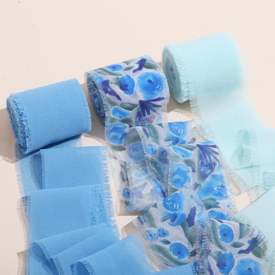3 Roll/set 5m Frayed Edged Satin Handmade Chiffon Silk Ribbon For Wedding Invitation Bouquets Birthday Party DIY Decoration Gift