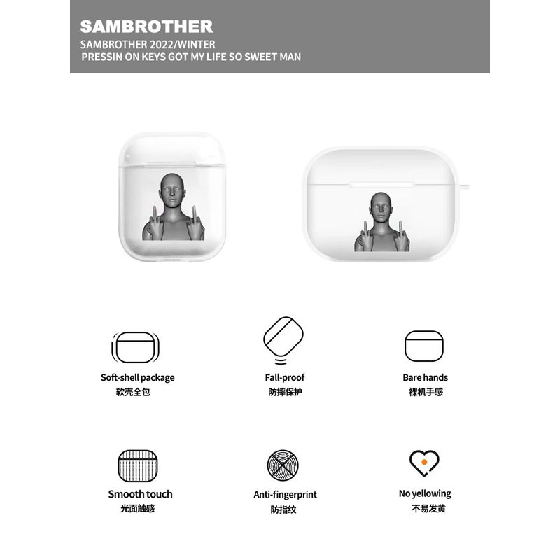 Apple Airpodspro2 Cute Couple Airpods4 Transparent Airpods1/2 Apple Earphone Case Drop-Resistant All-Inclusive Separates Silica Gel Protective Shell