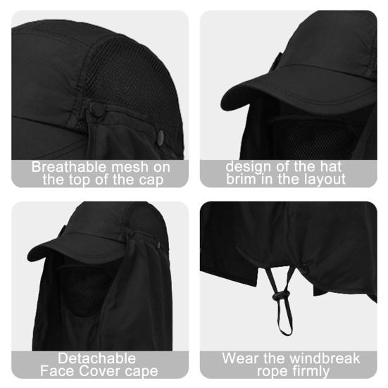 Yousheng Fishing Hat Sun Protection Wide Brim Breathable Mesh Design Sun Hat with Shawl Outdoor Activities Cycling Sunshade Hat