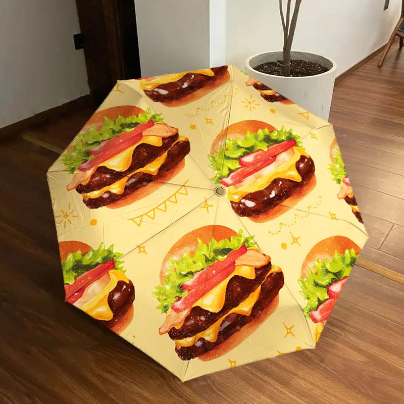 

1pc Burger Pattern Automatic Open/Close Umbrella, Formal Events - Ideal Gift for Family or Friends, Outdoor Accessory yy251211209