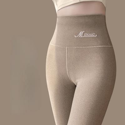 Leggings Double Brushed Thermal Underwear Comfortable Warm Cotton Pants Women Outdoor Wear High Waist Ankle Length Fleece Lined Trousers