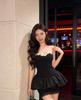 Women's Spicy Style Lace Color Block One-Shoulder Strapless Dress - Summer Sexy Puff Flower Bud Short Skirt