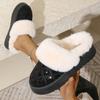 fashion New Winter Faux Fur Warm Women Snow Boots Luxury Sequined Plush Ankle Boots Non-Slip Thicken Fluffy Short Boots Mujer