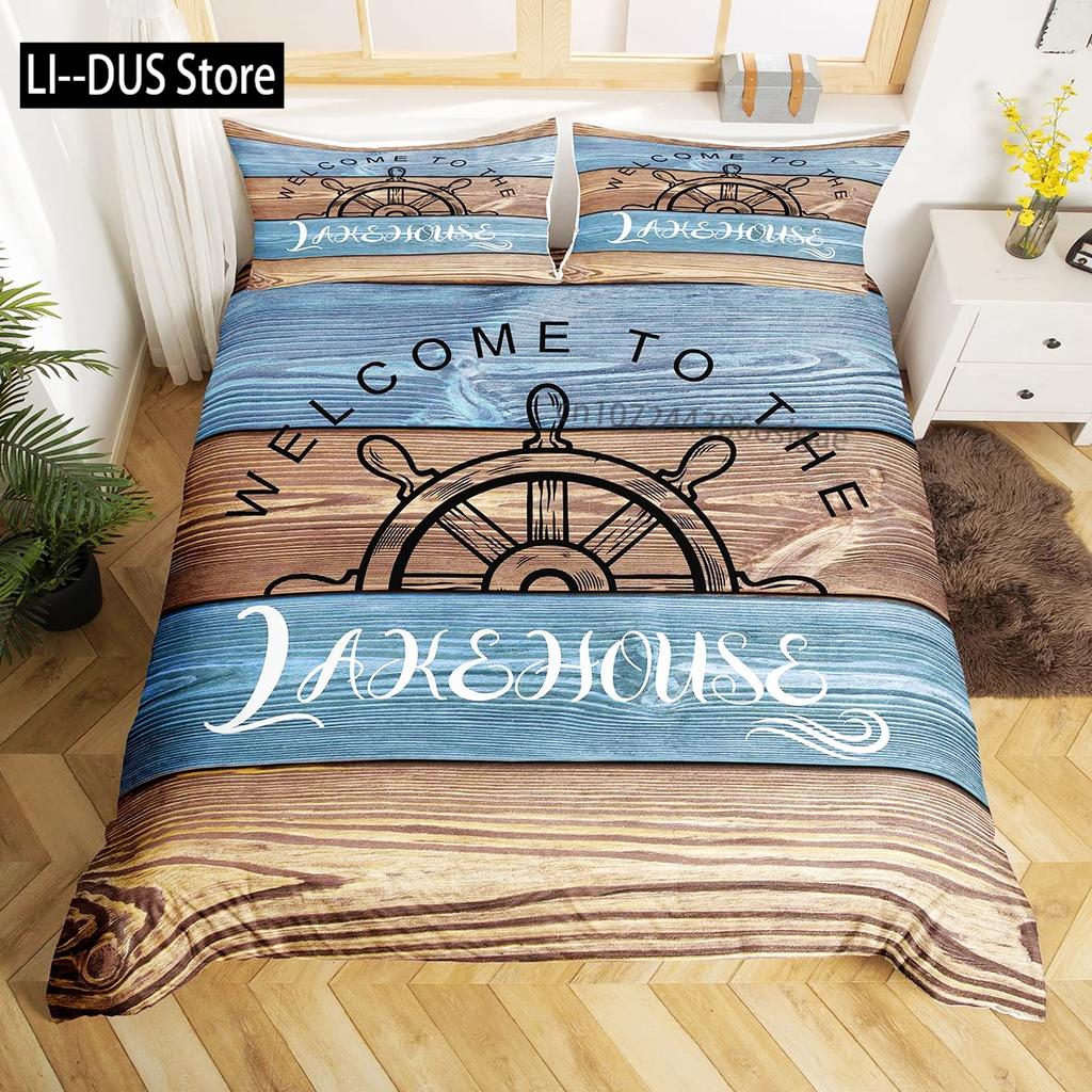 Compass Duvet Cover Set Marine Discovery Art Decorative 3 Pieces Bedding Set with 2 Pillow Shams Twin Full Queen King Size
