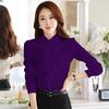 Damen Chiffonbluse im koreanischen Stil mit Peter-Pan-Kragen und Rüschen-Langarm für Frühling und Herbst.