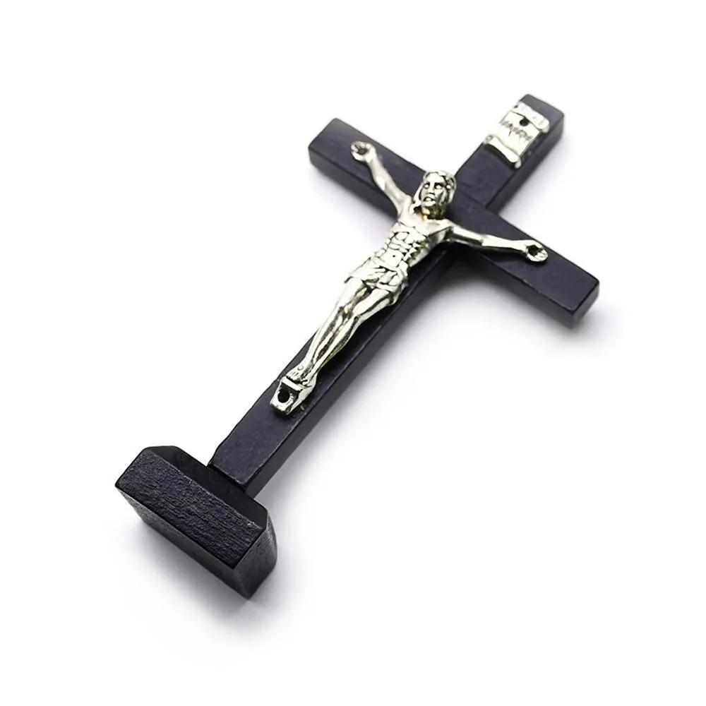 With Stand Wood Crucifix Catholic Religious Charm Catholic Jesus Cross Wooden Prayer Vintage Religious Decoration Church