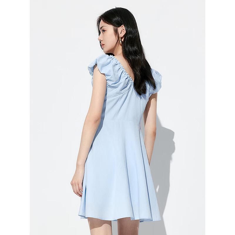 Women's French Style Cloud Jacquard V-Neck Mini Dress