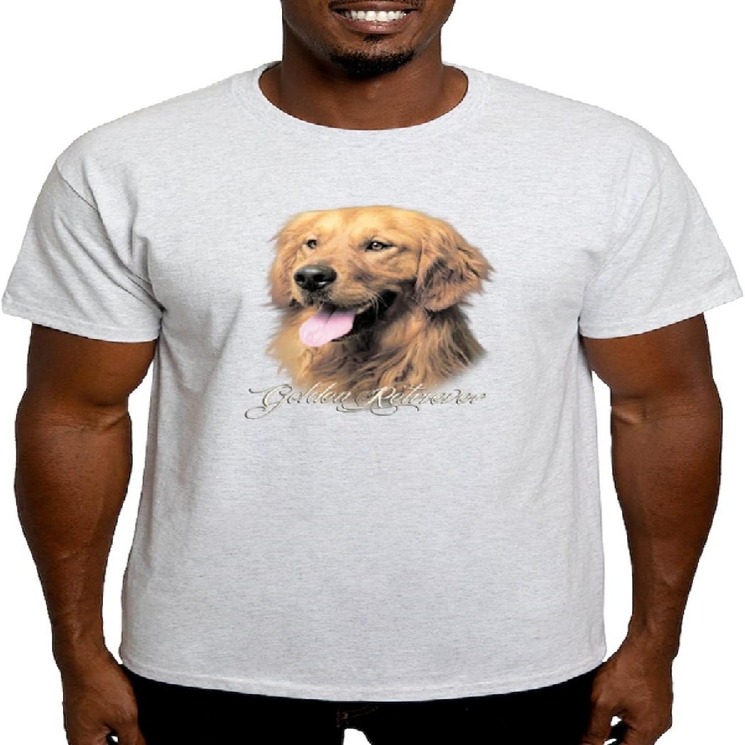 CafePress Golden Retriever T Shirt Men s 100% Cotton, Classic Graphic Light T-Shirt XXXXXL белый